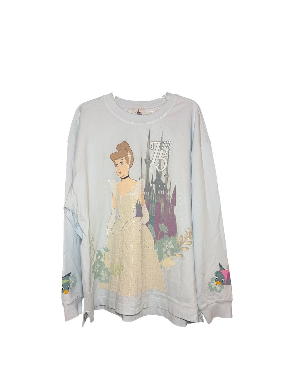 Disney Cinderella 75th Anniversary Sequin Spirit Jersey - Light Blue Size XL